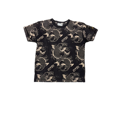 Evisu t-shirt vintage koi fish big logo brown gray