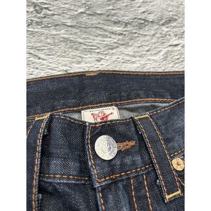 True Religion vintage jeans navy red thick stitching Y2K
