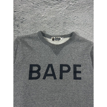Bape sweatshirt grey big logo spell out black