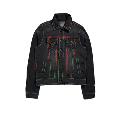 True Religion denim jacket trucker black green red