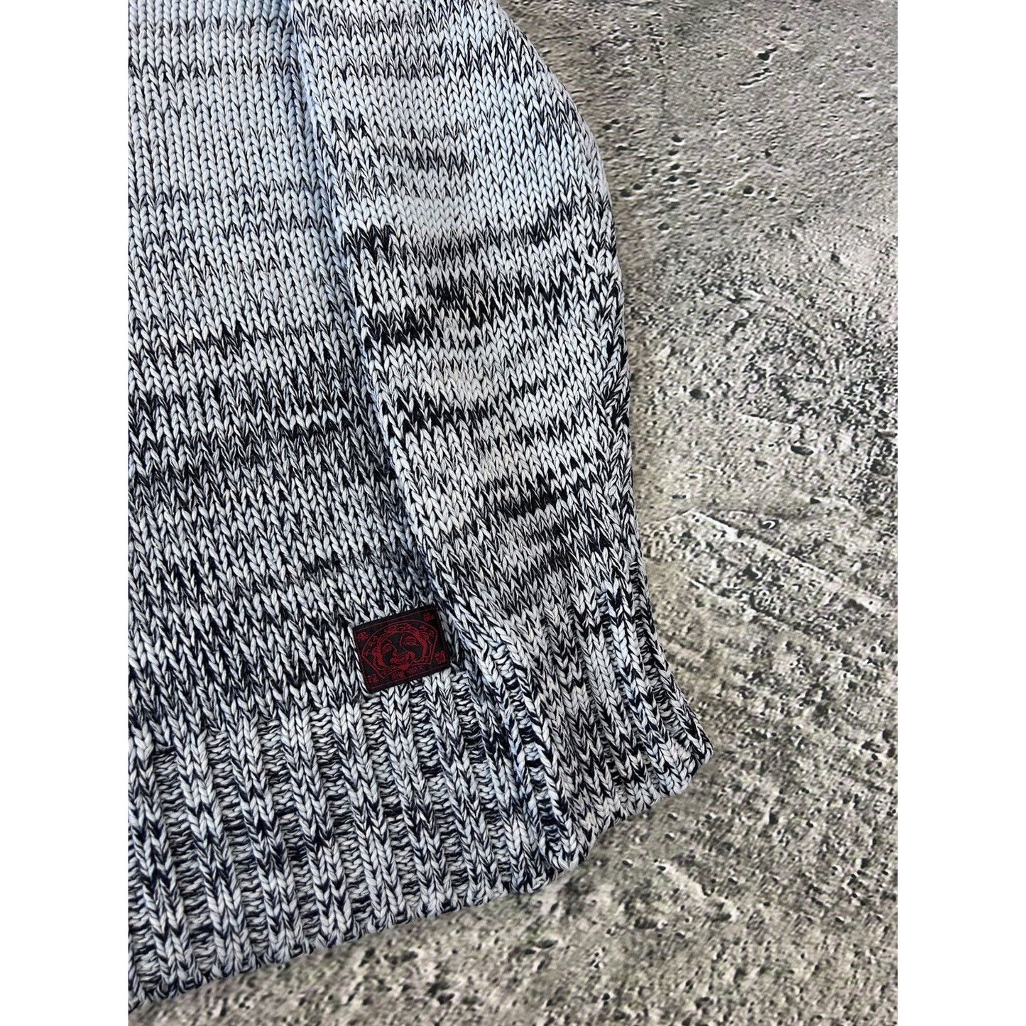 Evisu sweater big logo seagull knit vintage grey red EU ED