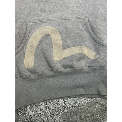 Evisu big logo hoodie seagull grey white Y2K Yamane