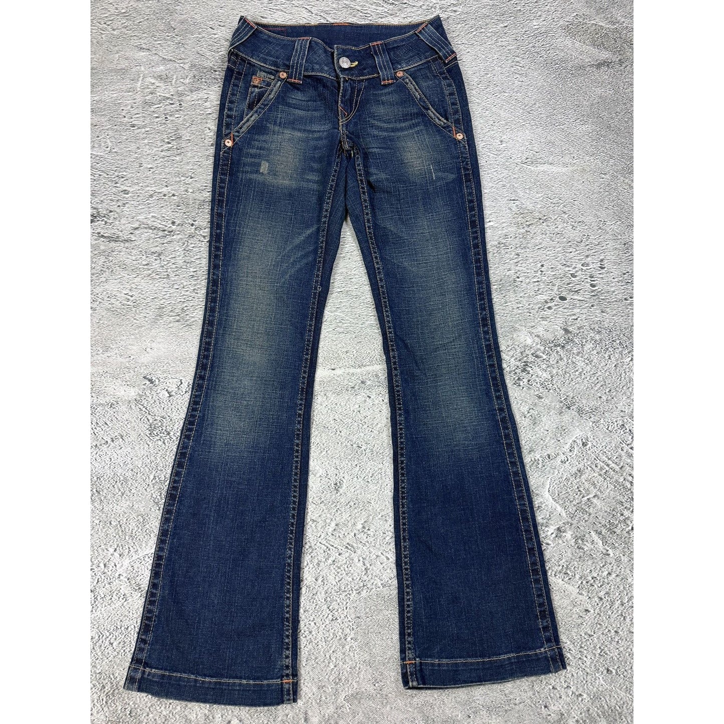 True Religion jeans flared navy contrast stitch Y2K Emma
