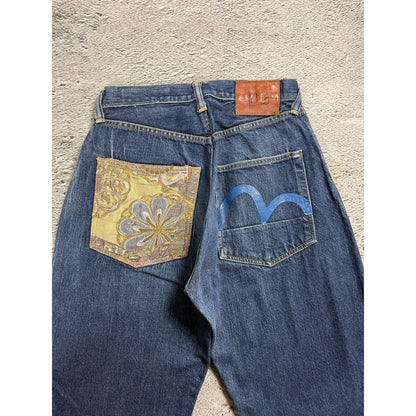 Evisu jeans vintage seagull logo blue selvedge denim gold