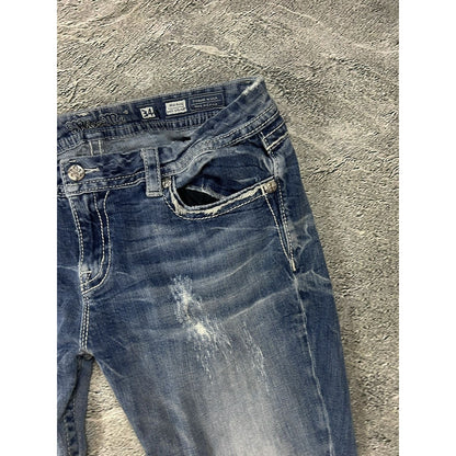 Miss Me flared bootcut white stitching denim vintage y2k