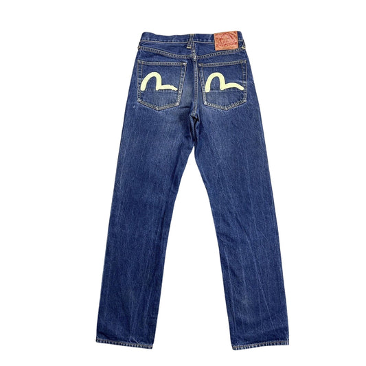 Evisu jeans vintage handpainted seagull logo selvedge denim