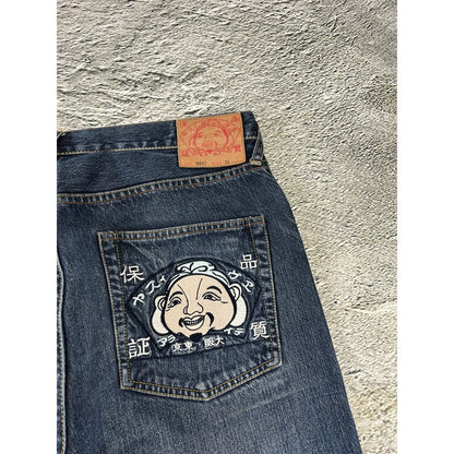 Evisu jeans vintage embroidery face seagull logo selvedge