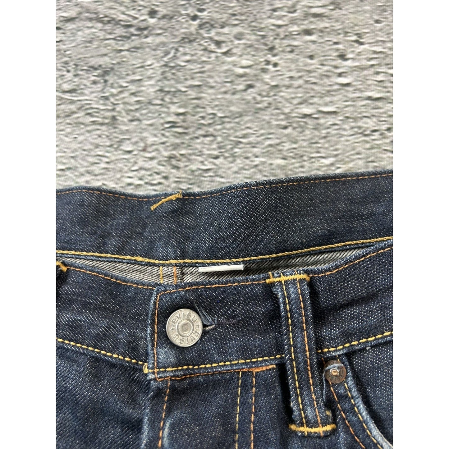 Evisu jeans daicock big logo white selvedge denim Y2K