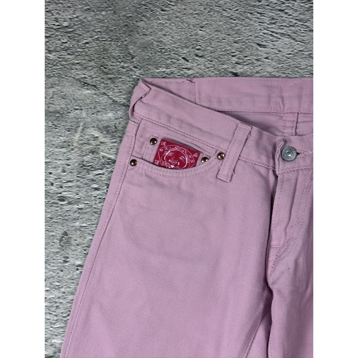 Evisu Donna Pink jeans bootcut flared seagull embroidery
