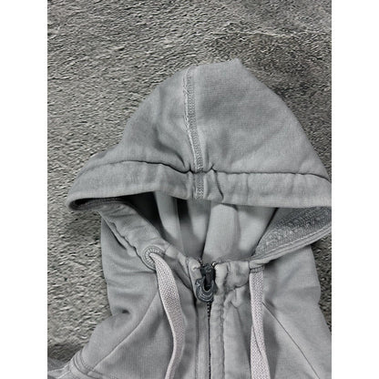 True Religion zip hoodie grey rhinestones logo horseshoe Y2K