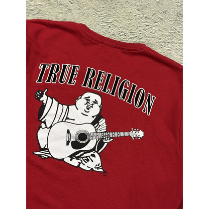 True Religion Red Crewneck big logo horseshoe Boxy