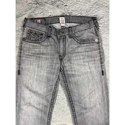 True Religion grey jeans black thick stitching Y2K Logan