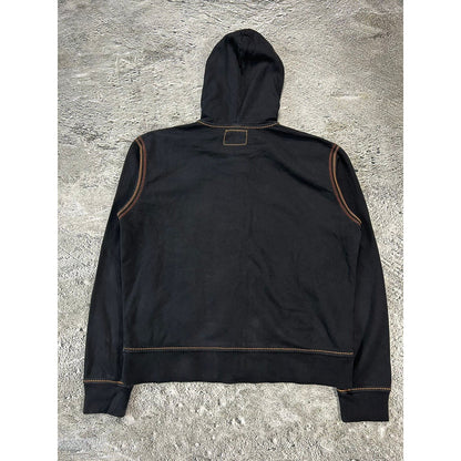 True Religion vintage black zip hoodie thick stitching Y2K