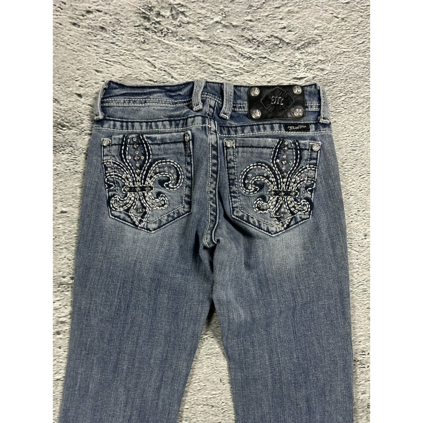 Miss Me flared bootcut white stitching denim vintage y2k
