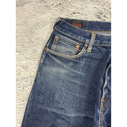 Evisu jeans daicock red big logo navy raw denim Selvedge