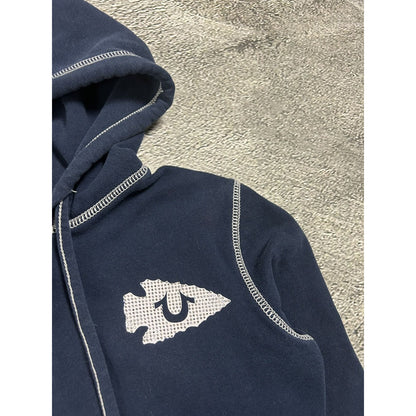 True Religion vintage navy blue zip hoodie rhinestones Y2K