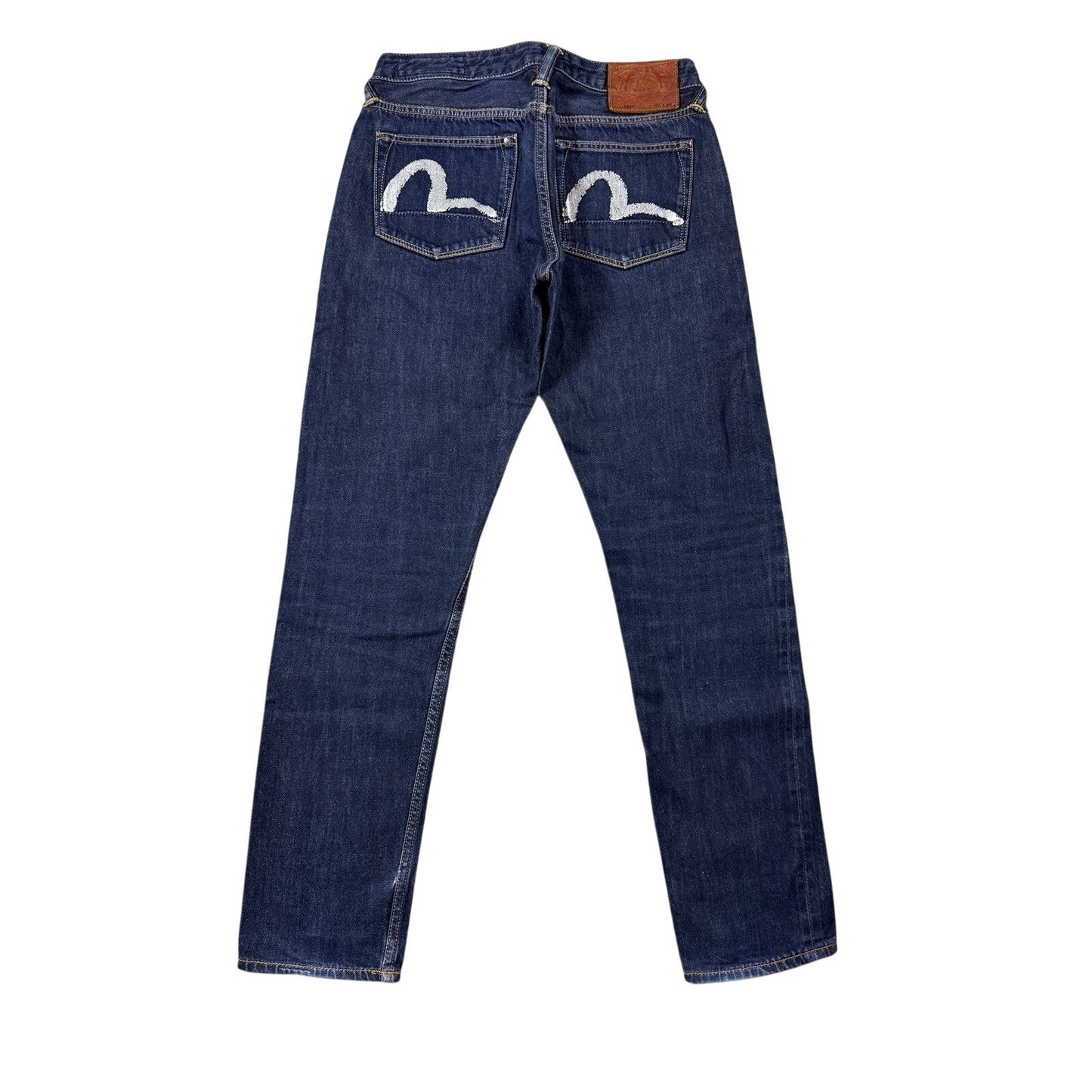 Evisu jeans vintage raw denim blue white painted seagull Y2K