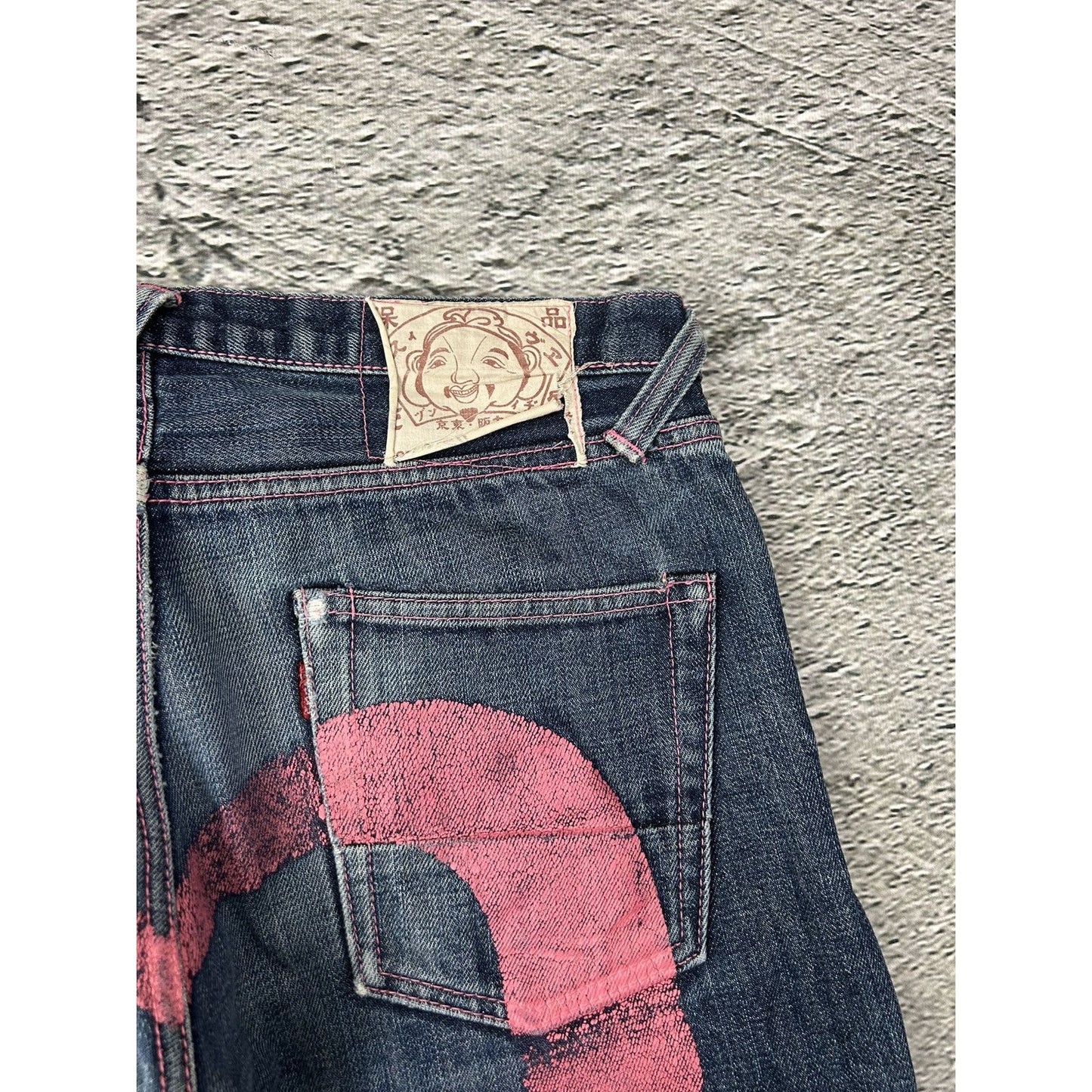 Evisu jeans daicock big logo pink selvedge denim Japan
