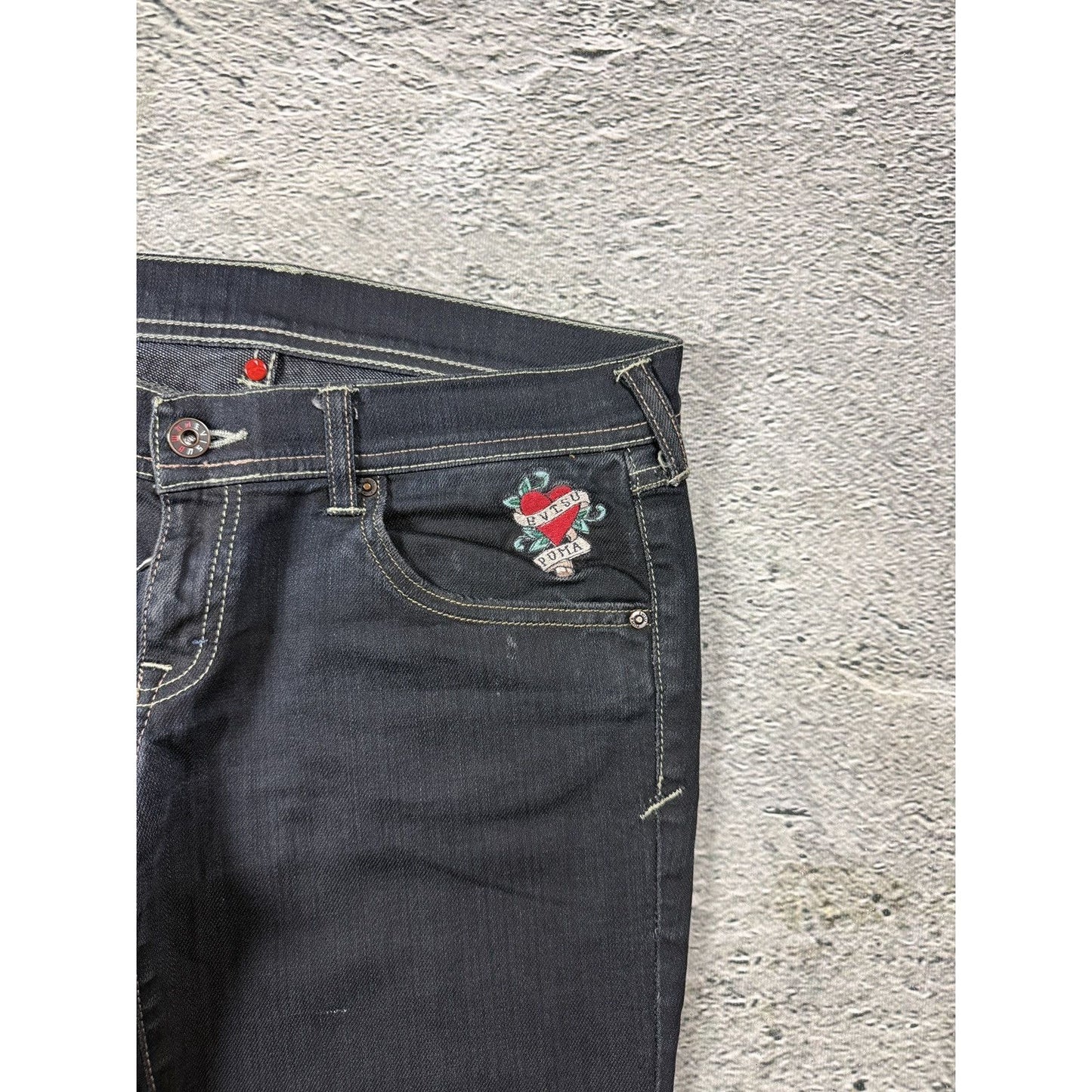 Evisu x Puma vintage flared black jeans seagulls Y2K