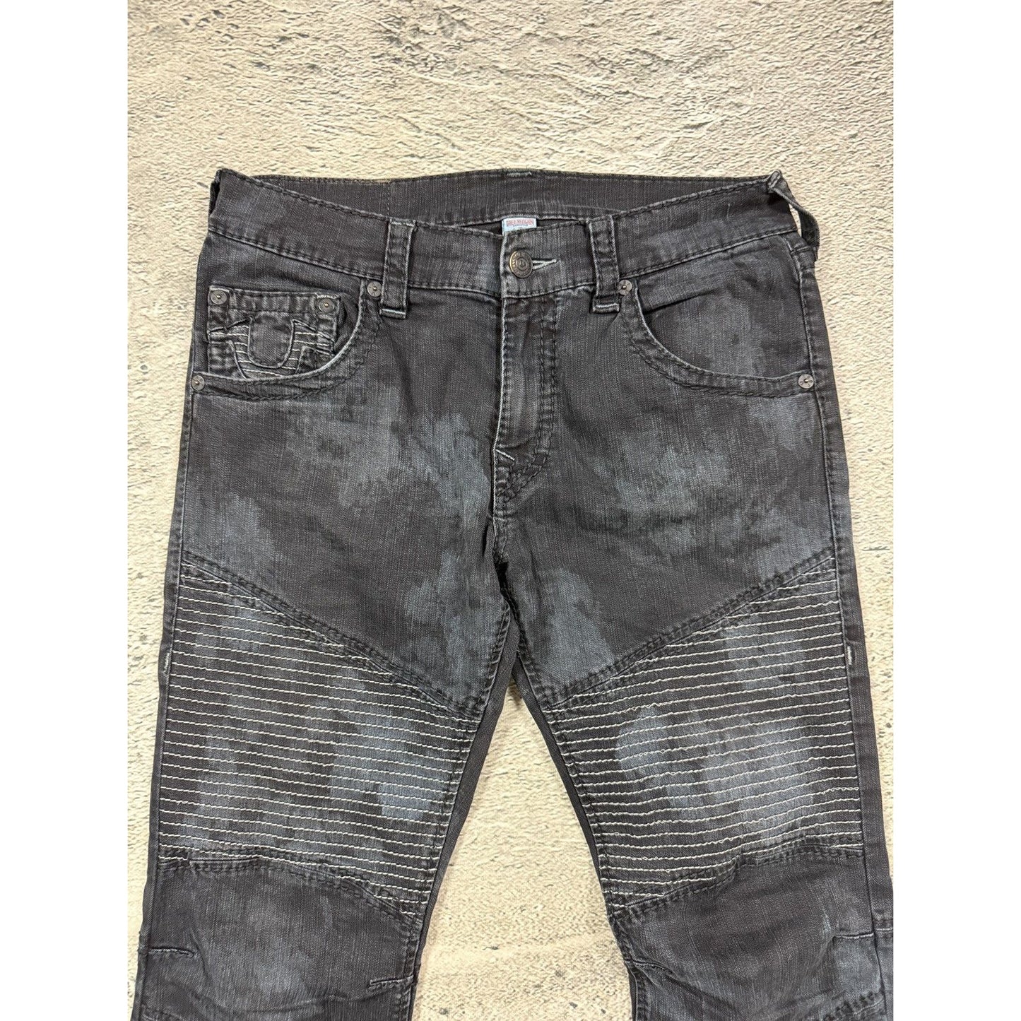 True Religion jeans biker black vintage washed