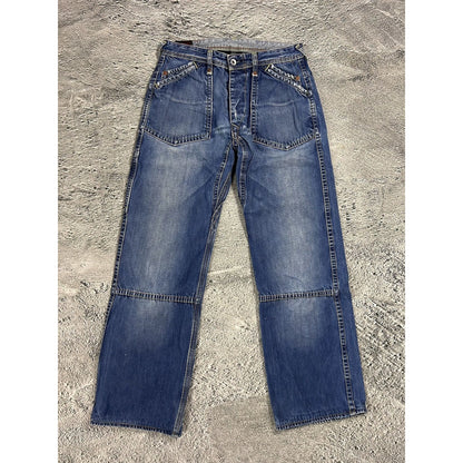Evisu EU ED jeans vintage denim pants cargo navy blue Y2K