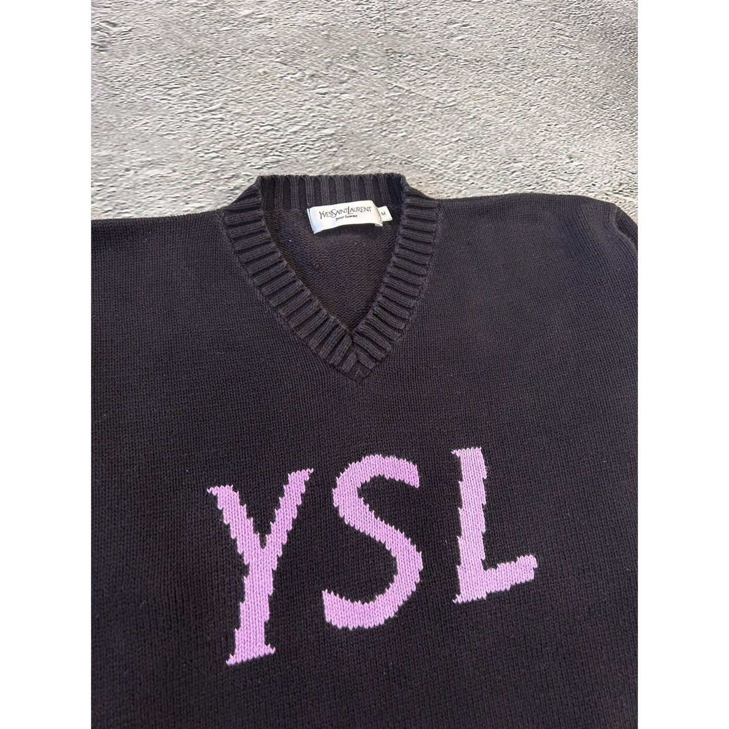 Saint Laurent Paris sweater big logo spellout jeans SLP YSL