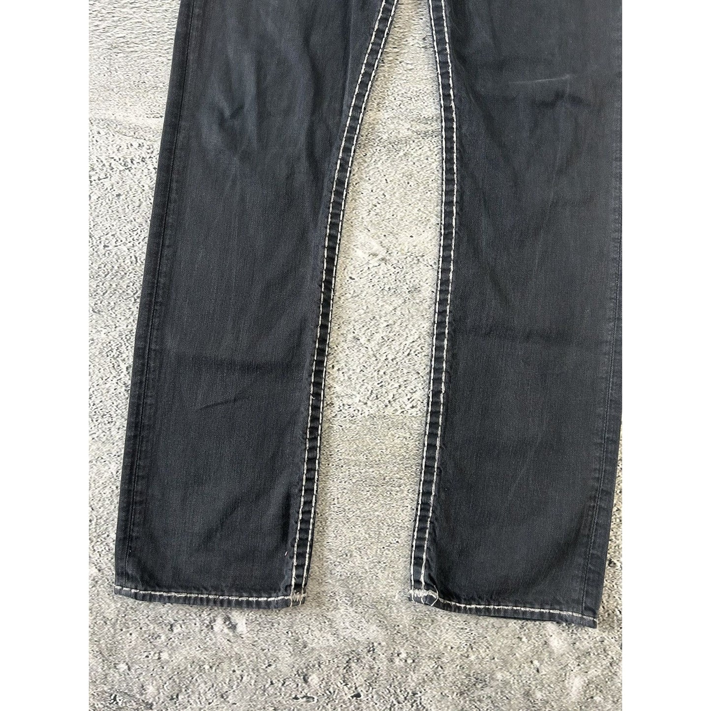 True Religion vintage black jeans denim white stitching