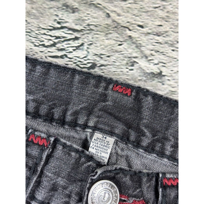 True Religion gray red stitching vamp jeans straight denim