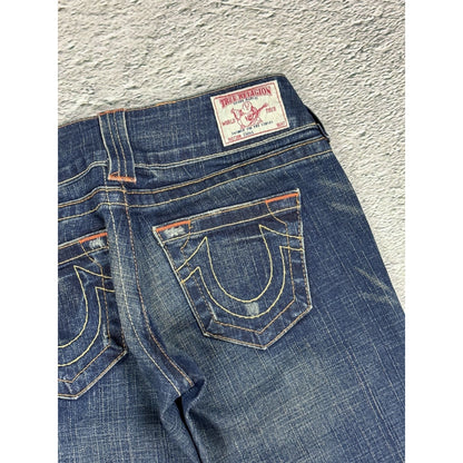 True Religion jeans flared navy contrast stitch Y2K Emma