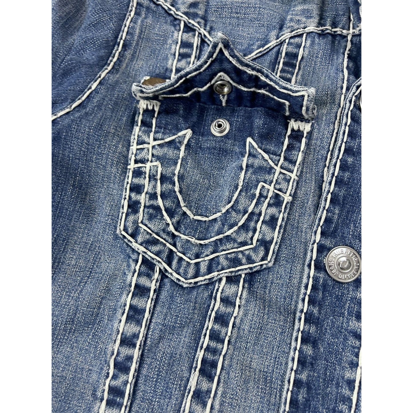 True Religion denim jacket trucker blue contrast stitching