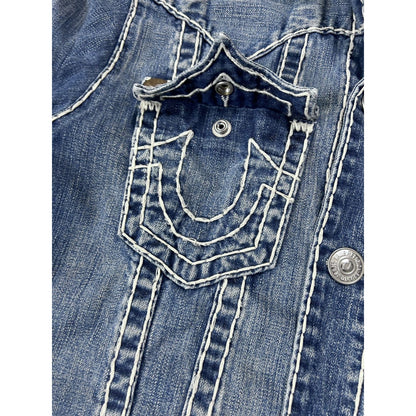 True Religion denim jacket trucker blue contrast stitching