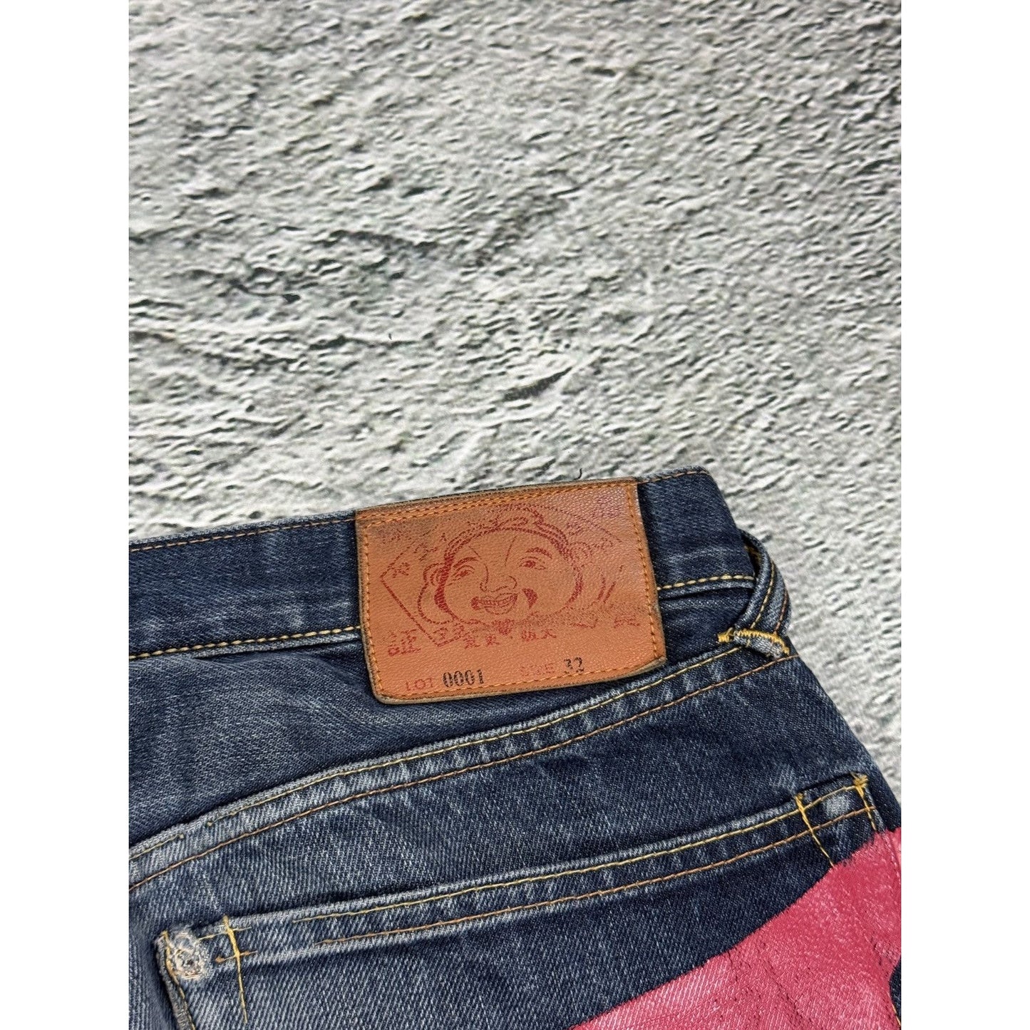 Evisu jeans daicock big logo red selvedge denim