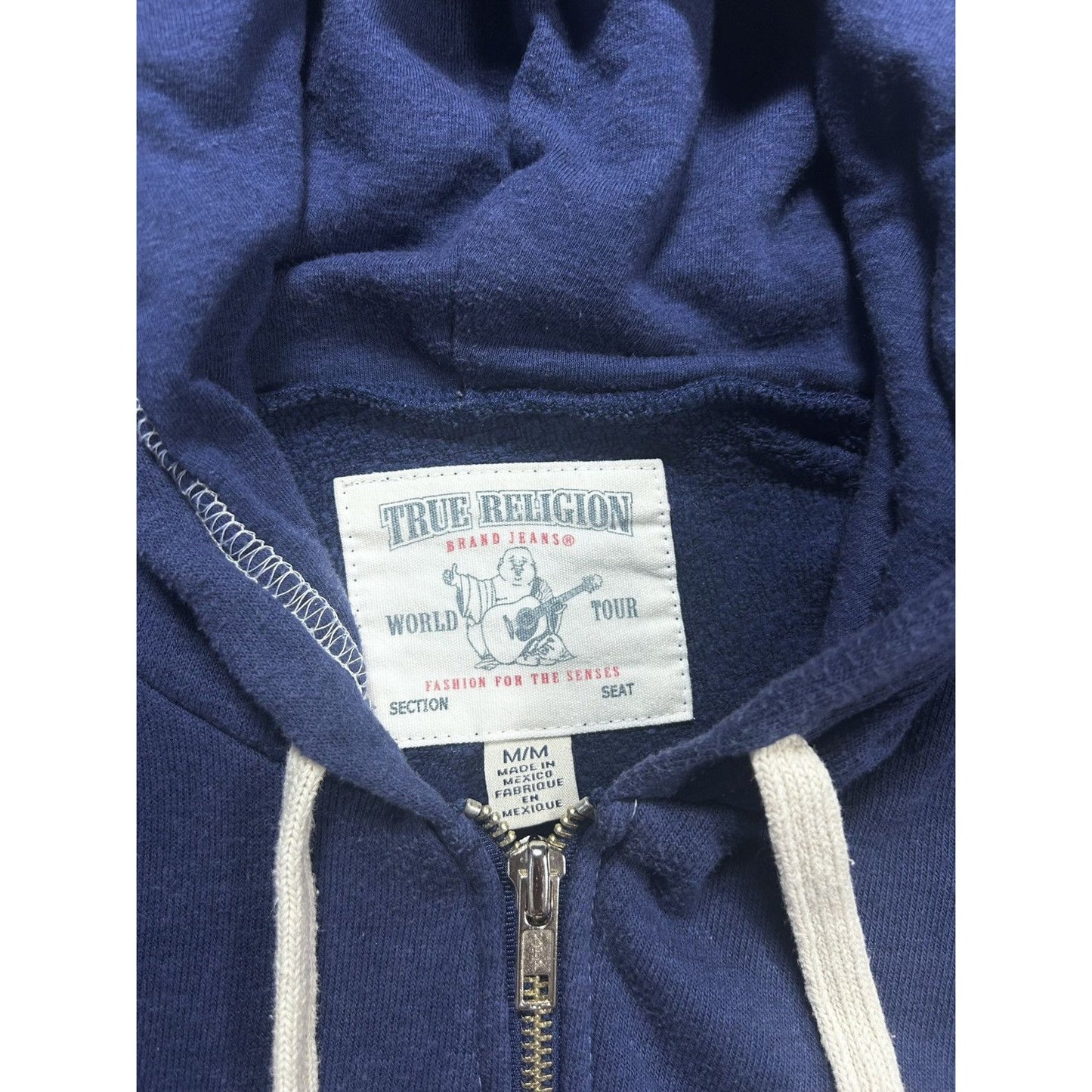 True Religion vintage Navy zip hoodie big logo Y2K