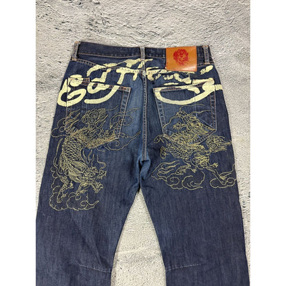 Ed Hardy Christian Audigier vintage jeans big logo dragon