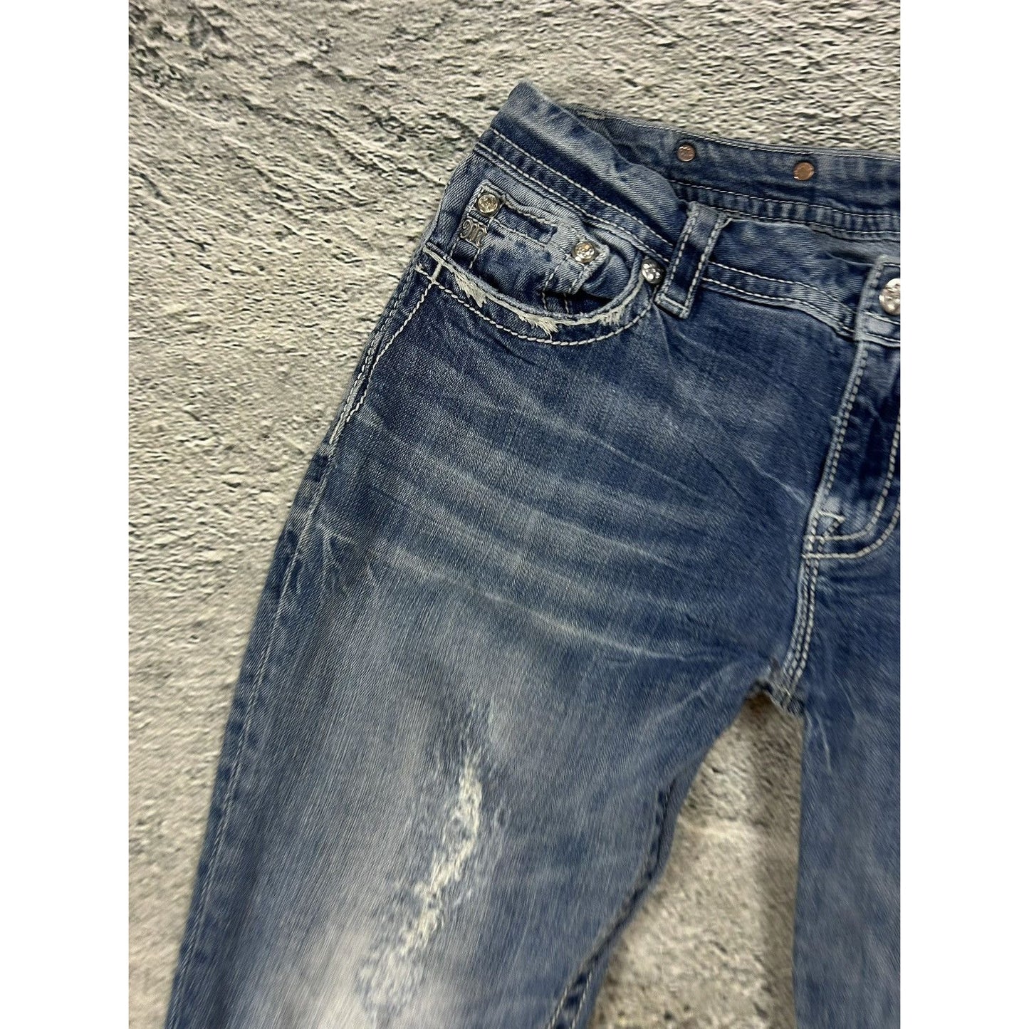 Miss Me flared bootcut white stitching denim vintage y2k