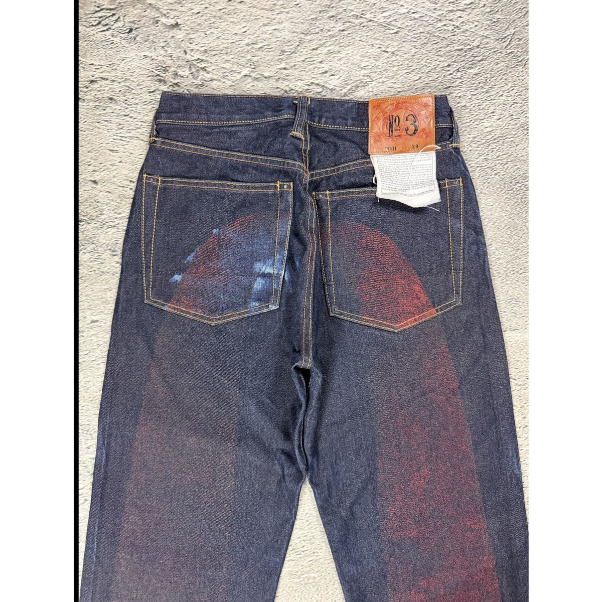 Evisu jeans daicock red navy sample raw denim Selvedge