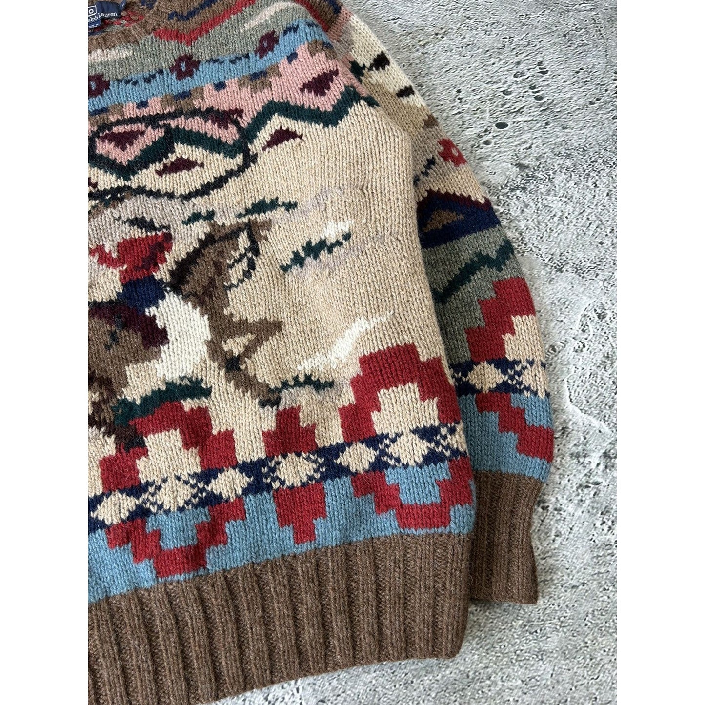 Polo Ralph Lauren Cowboy sweater hand knit 80s rare archival