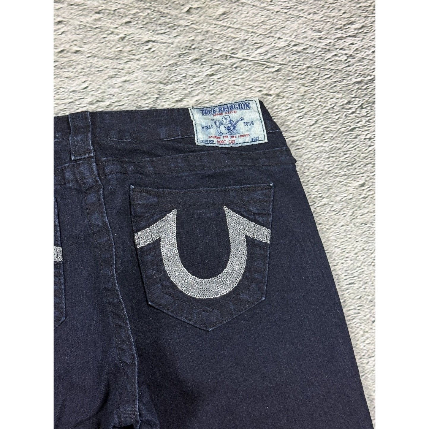 True Religion blue jeans flared bootcut dark glitter shiny