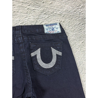 True Religion blue jeans flared bootcut dark glitter shiny