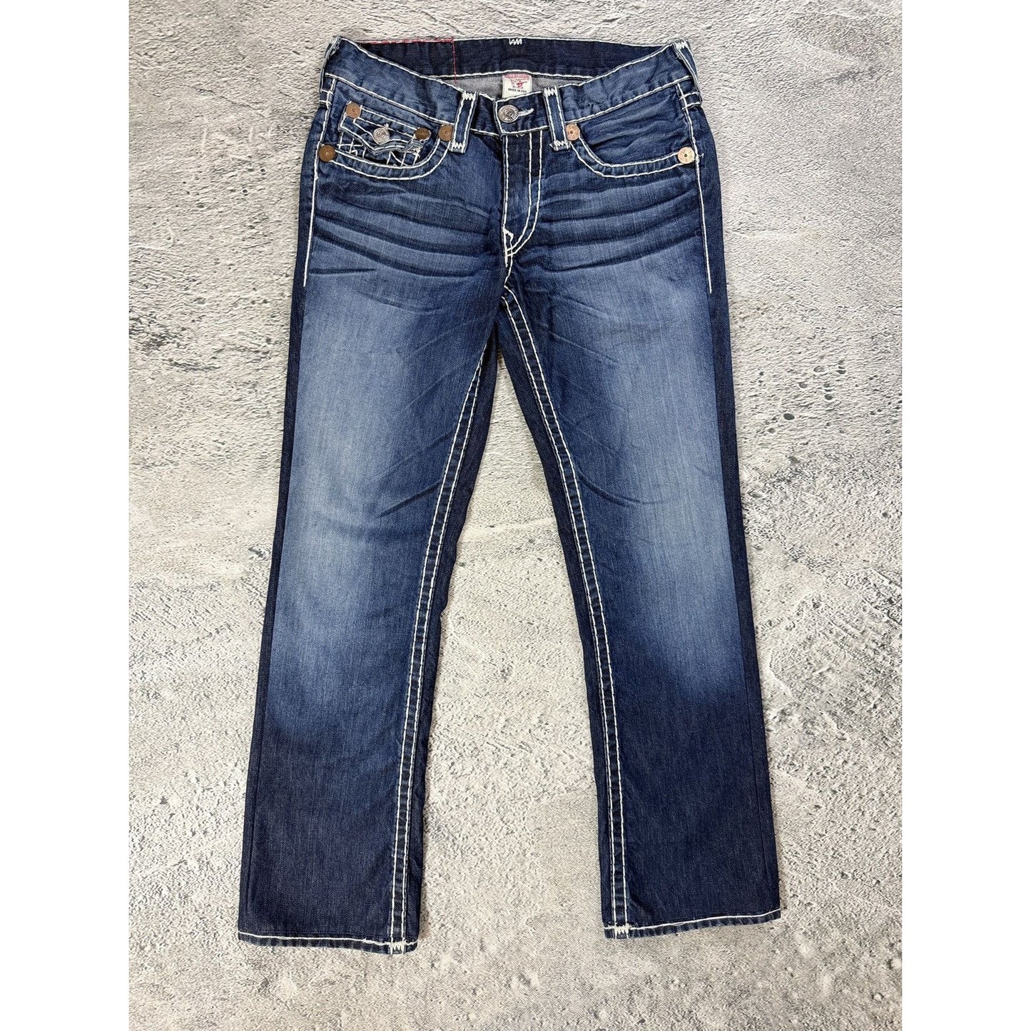 True Religion blue jeans white stitching Y2K Ricky