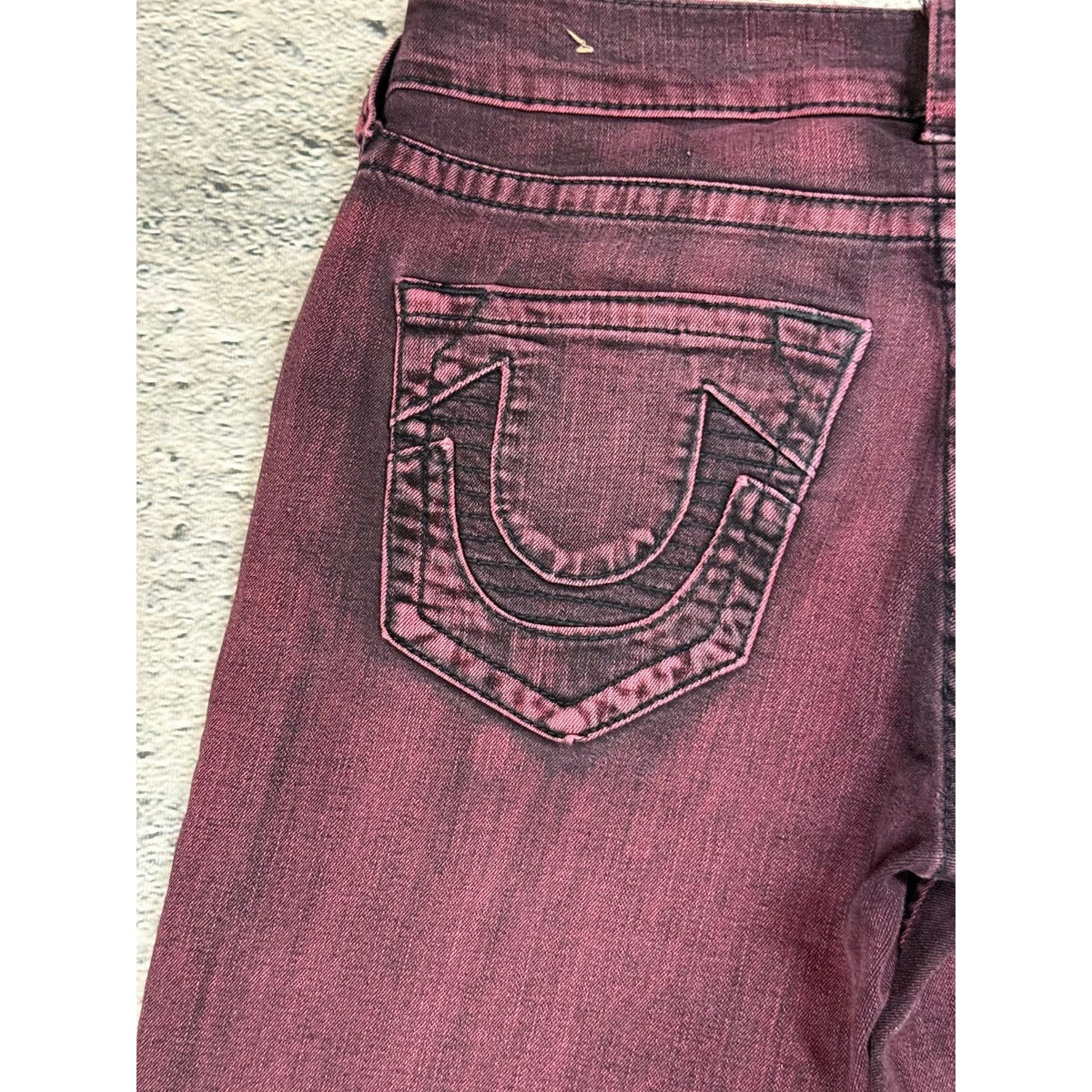 True Religion jeans biker burgundy red Moto washed Y2K slim skinny