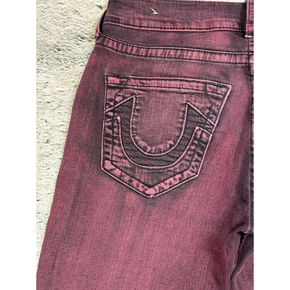 True Religion jeans biker burgundy red Moto washed Y2K slim skinny