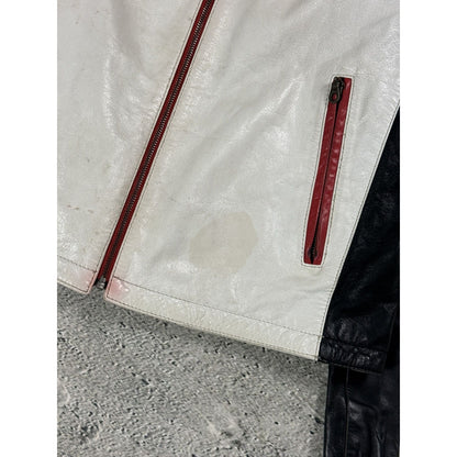 Vintage leather jacket racing white black red