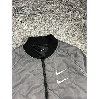 Nike reversible bomber jacket double swoosh big black grey