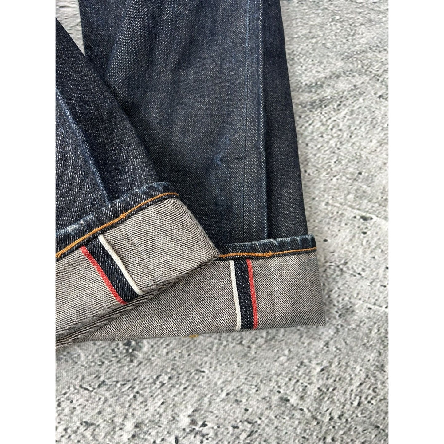 Evisu jeans vintage dark navy selvedge denim white seagull