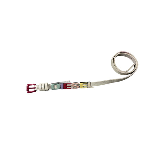 Diesel leather belt multicolour moving letters Y2K white