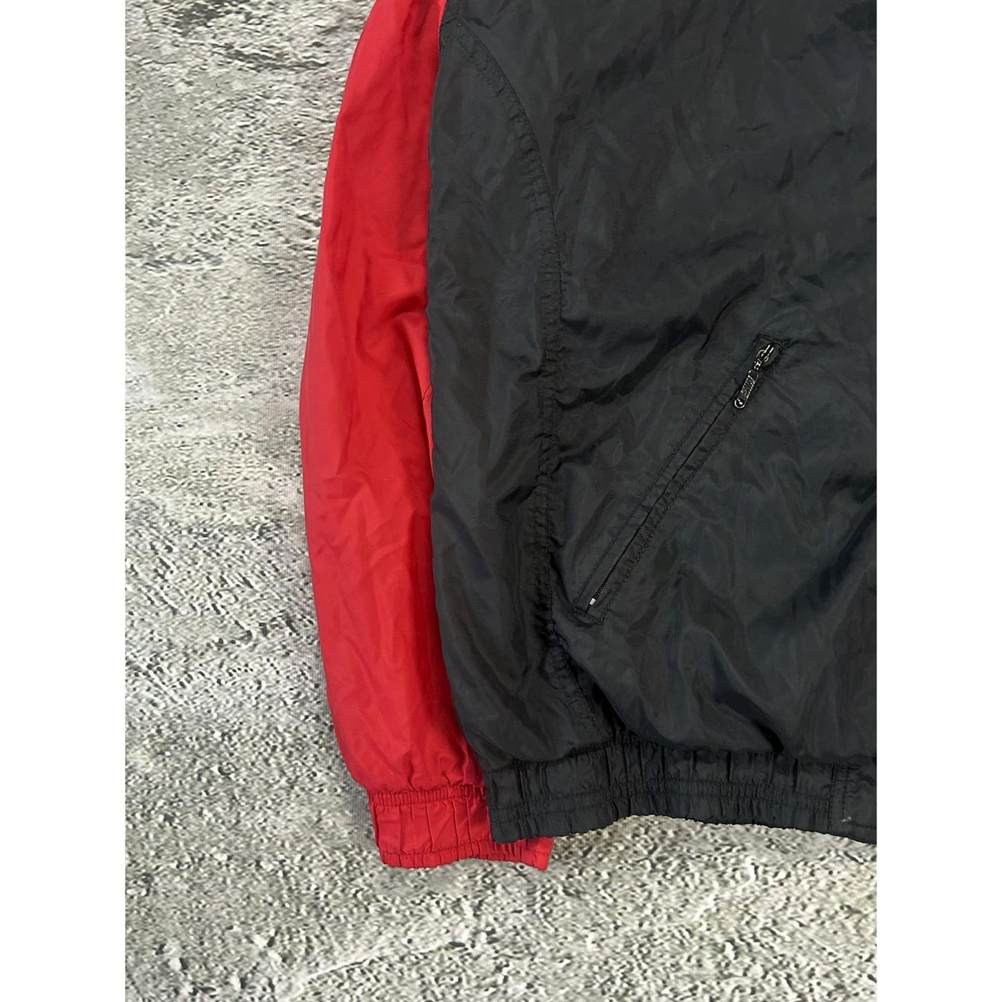 Nike nylon track jacket black red vintage drill 90s USA