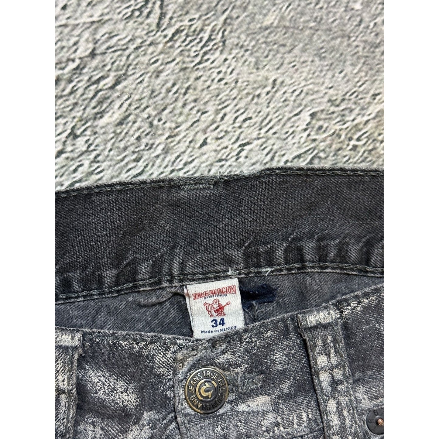 True Religion black dark grey black painted jeans Ricky