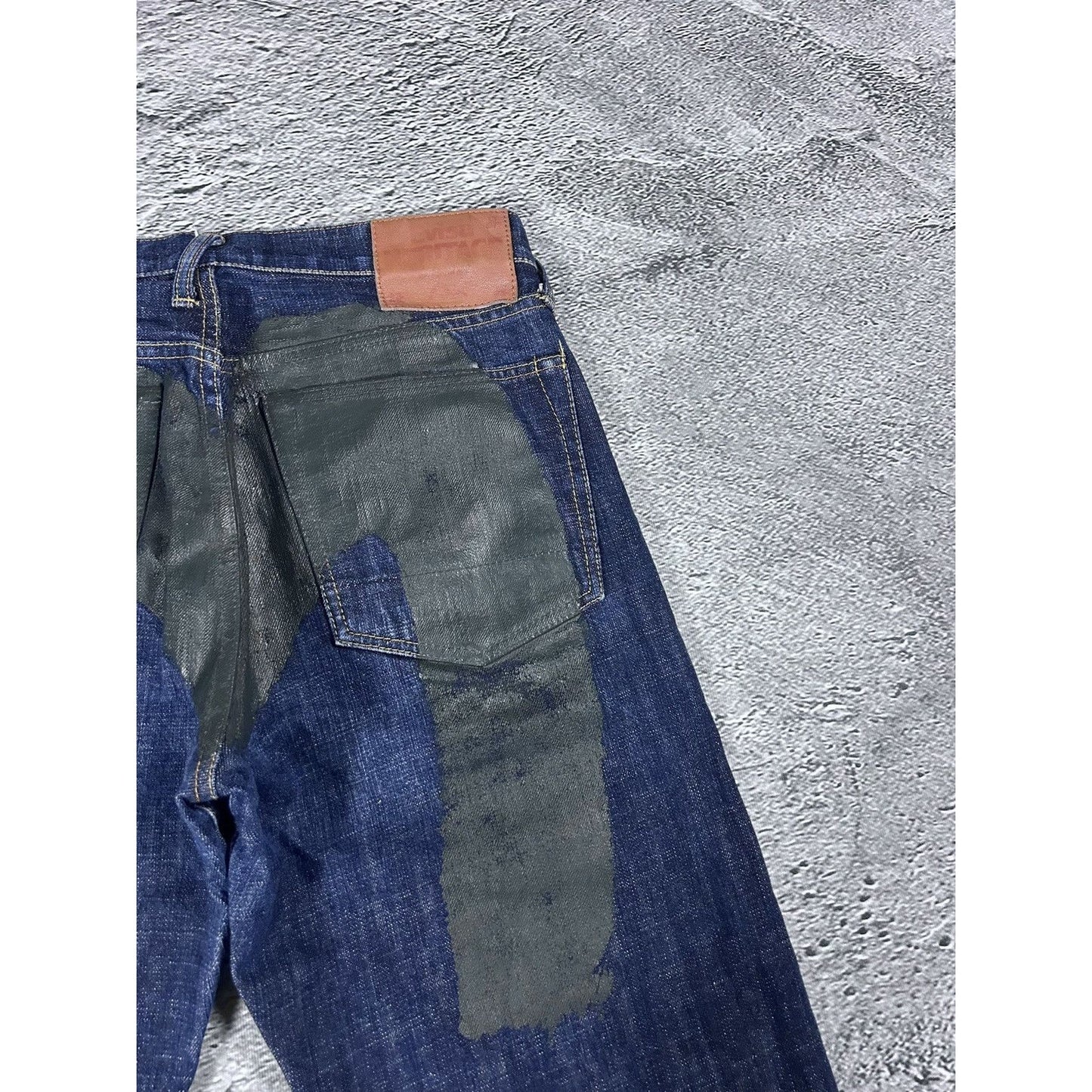 Evisu jeans daicock big logo khaki selvedge denim navy blue
