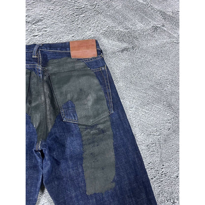 Evisu jeans daicock big logo khaki selvedge denim navy blue